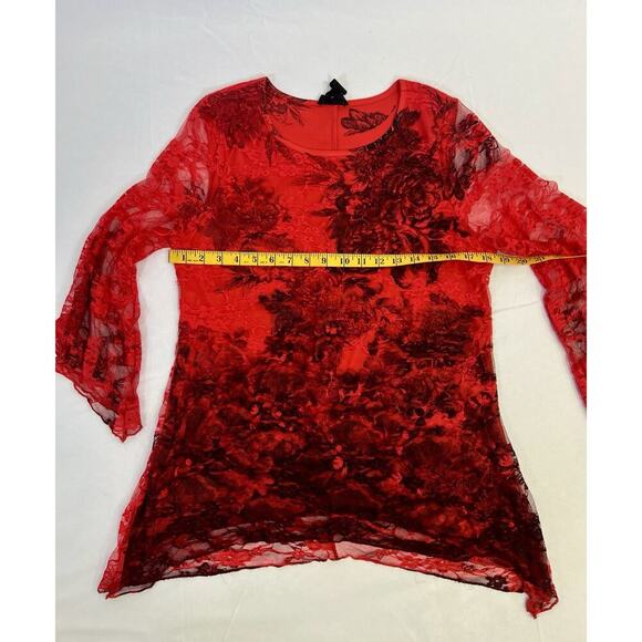 Elegant Vintage Brittany Black Red Lace Women's Top Size M Wimsigoth Romantic - Picture 10 of 13